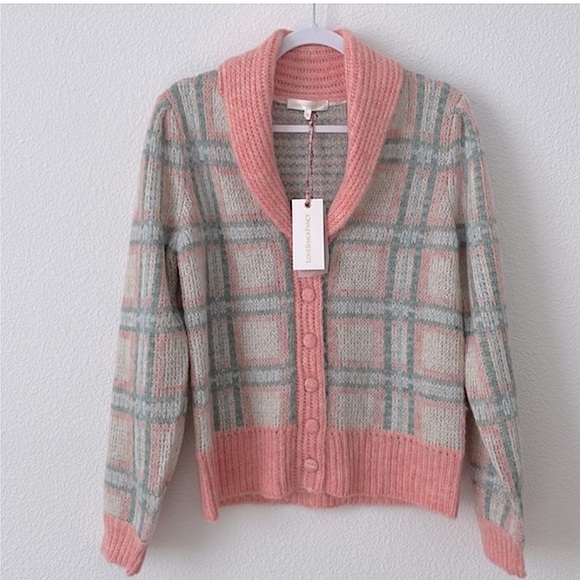 LoveShackFancy Jeeves Plaid Wool Cardigan - Picture 4 of 4